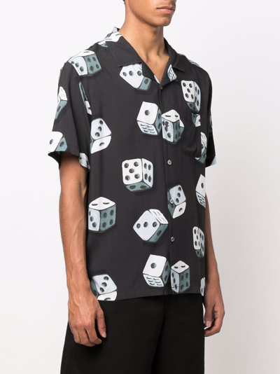Shop Stussy Dice-print Short-sleeve Shirt In Schwarz