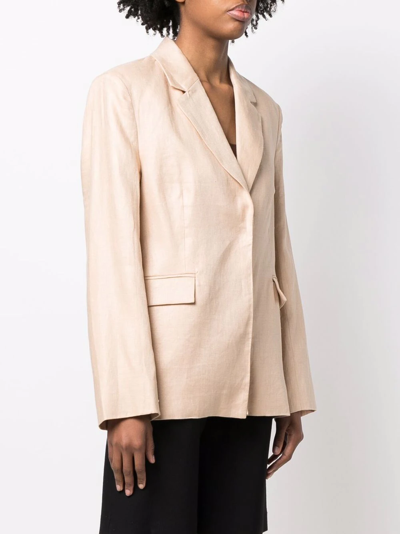 Shop Remain Single-breasted Linen Blazer In Nude