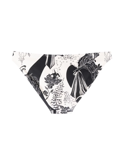 Shop Tory Burch Botanical-print Slip-on Bikini Briefs In Nude