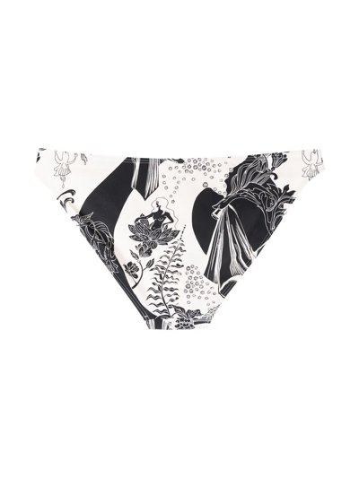 Tory Burch Botanical-print Slip-on Bikini Briefs In Nude