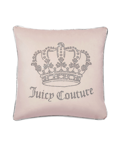 Shop Juicy Couture Velvet Rhinestone Crown Decorative Pillow, 20" X 20" In Blush