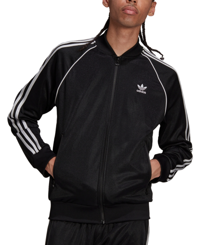 Shop Adidas Originals Adidas Men's Originals Adicolor Classics Slim-fit High-shine Track Jacket In Black