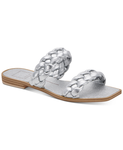Shop Dolce Vita Indy Braided Flat Sandals Women's Shoes In Silver Metallic
