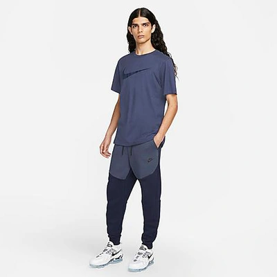 Shop Nike Tech Fleece Taped Jogger Pants In Midnight Navy/black