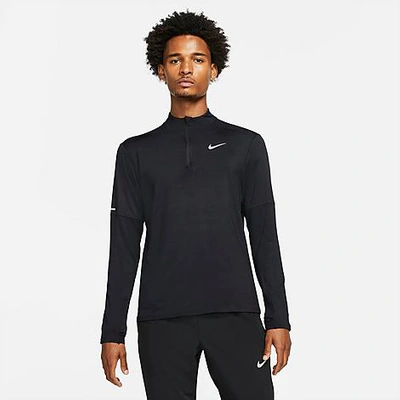 Shop Nike Men's Dri-fit Element Half-zip Running Shirt In Black/reflective Silver