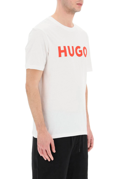 Shop Hugo Logo Print T-shirt In White,red