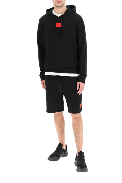 Shop Hugo Hoodie With Logo Patch In Black,red