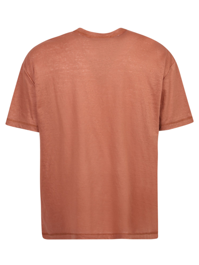 Shop Costumein Linen Round Neck T-shirt In Brown