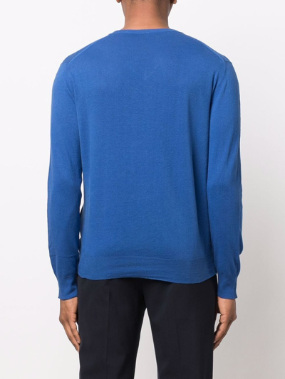 Shop Altea V-neck Knit Jumper In Blau