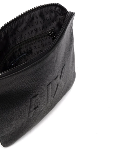 Shop Armani Exchange Grained Embossed-logo Shoulder Bag In Schwarz