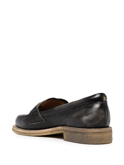 Golden Goose Leather Moccasin Loafers In Schwarz