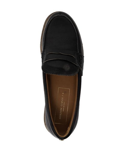 Golden Goose Leather Moccasin Loafers In Schwarz