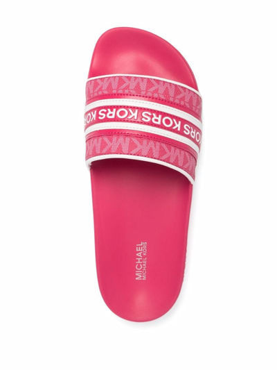 Shop Michael Michael Kors Gilmore Logo-print Sliders In Rosa