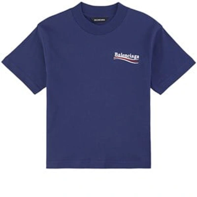 Shop Balenciaga Blue Logo T-shirt