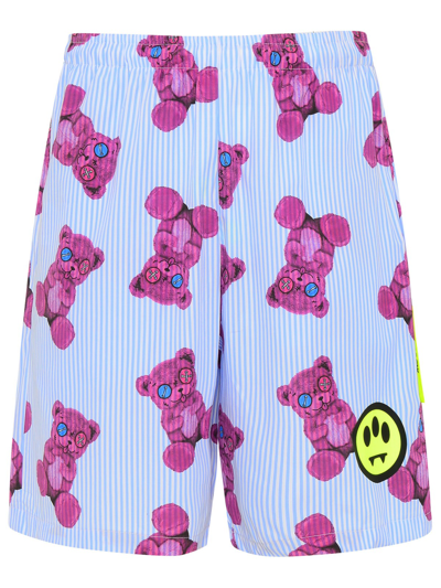 Shop Barrow Light Blue Cotton Bear Bermuda Shorts