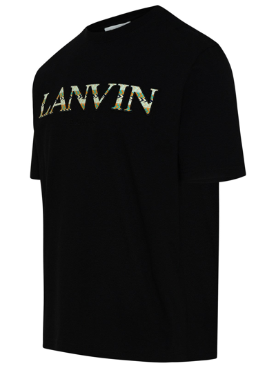 Shop Lanvin Black Cotton Curb Logo T-shirt