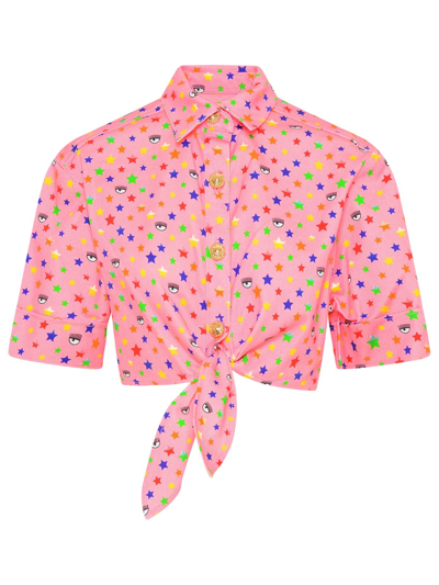 Shop Chiara Ferragni Pink Cotton Rainbow Short Shirt