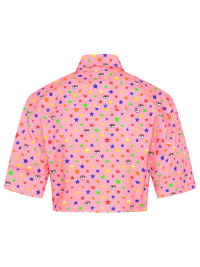 Shop Chiara Ferragni Pink Cotton Rainbow Short Shirt