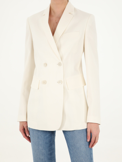 workwear look with white dress and blazer accessories valentino