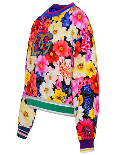 Shop Dolce & Gabbana Multicolor Cotton Blend Cropped Sweatshirt