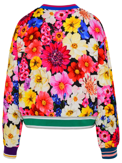 Shop Dolce & Gabbana Multicolor Cotton Blend Cropped Sweatshirt