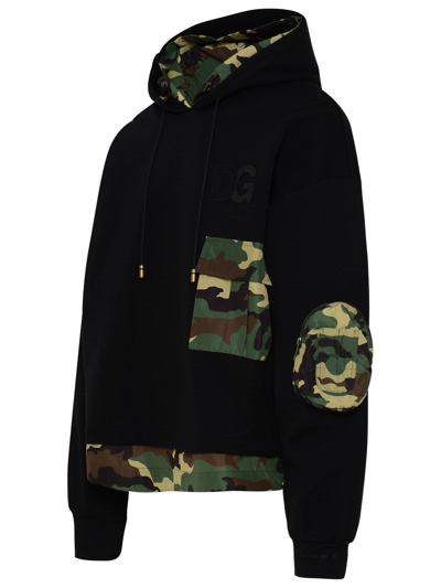 Shop Dolce & Gabbana Black Cotton Camouflage Sweatshirt