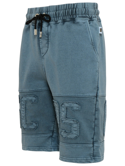 Shop Gcds Grey Cotton Logo Band Bermuda Shorts