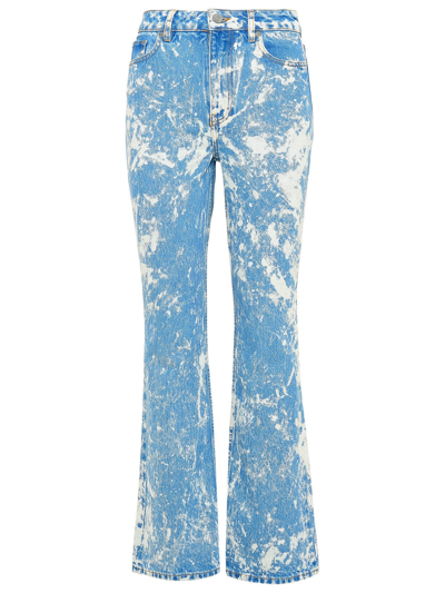 Shop Ganni White And Light Blue Cotton Denim Betzy Jeans
