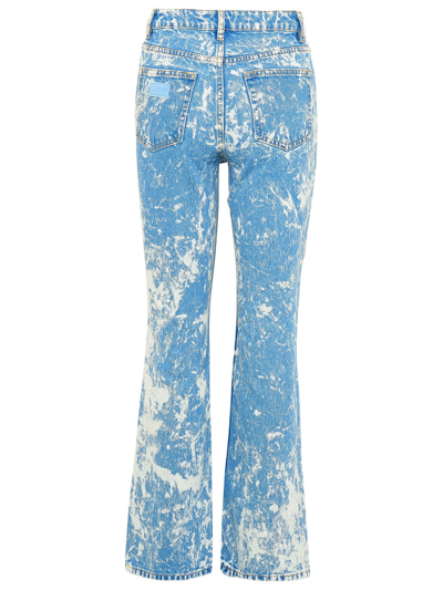 Shop Ganni White And Light Blue Cotton Denim Betzy Jeans