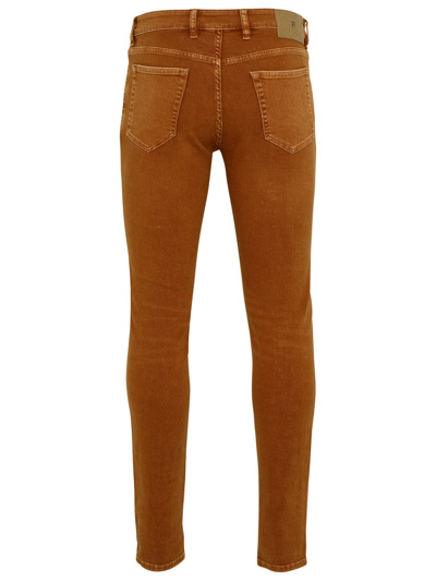 Shop Pt Torino Ochre Cotton Swing Jeans In Brown