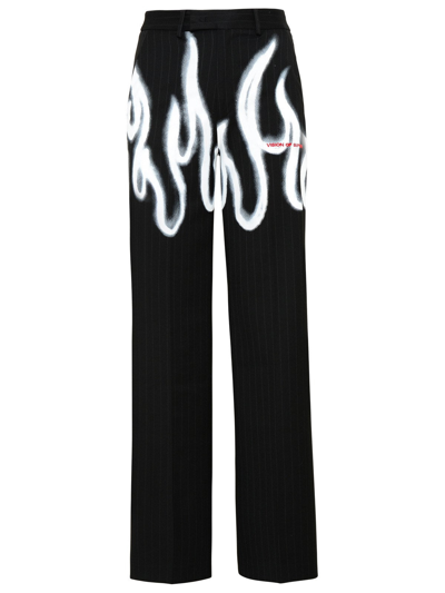 Shop Vision Of Super Black Polyester Jogging Flames Pants