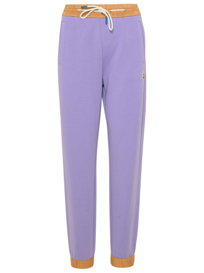 Shop Moncler Lilac Cotton Sweatpants In Violet