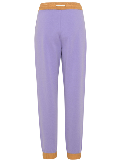 Shop Moncler Lilac Cotton Sweatpants In Violet
