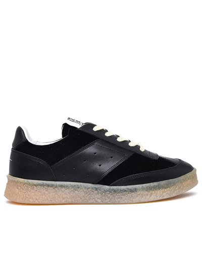 Shop Mm6 Maison Margiela Black Leather 6 Court Sneakers