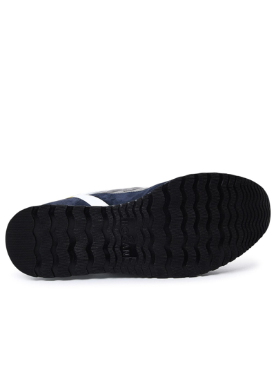 Shop Hogan Grey And Blue Suede Blend H321 Sneakers