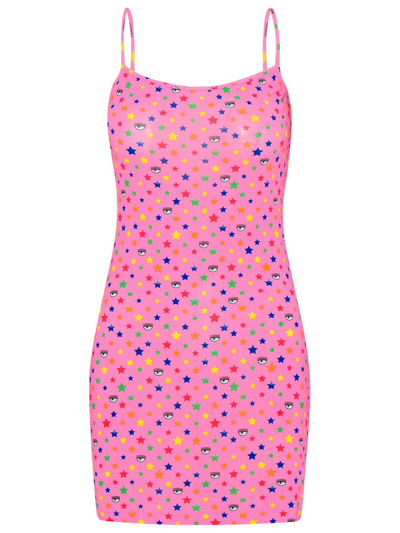 Shop Chiara Ferragni Pink Viscose Rainbow Dress