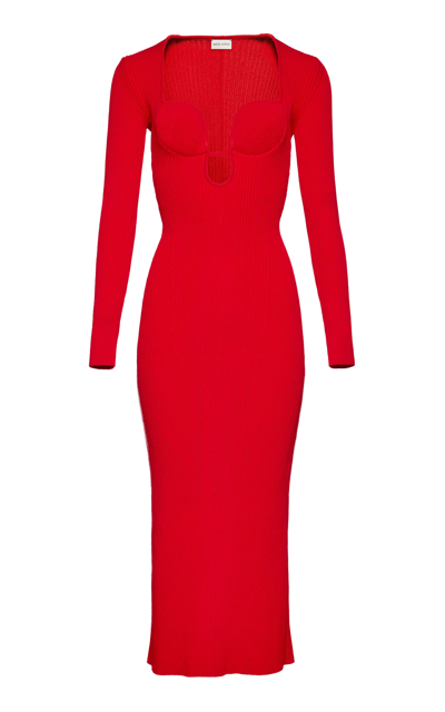 Shop Magda Butrym Women's Bustier Knit Midi Dress In Red
