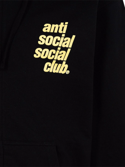Shop Anti Social Social Club Logo-print Split Hoodie In Schwarz