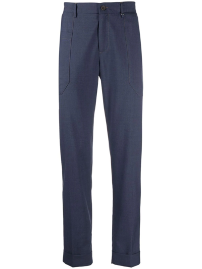Shop Canali Straight-leg Tailored Trousers In Blau