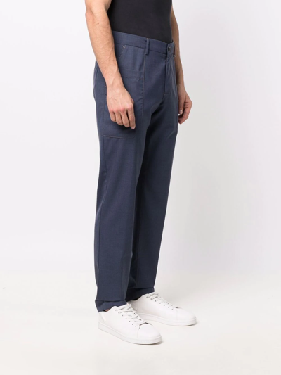 Shop Canali Straight-leg Tailored Trousers In Blau