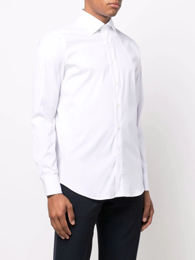 Shop Canali Button-down Fitted Shirt In Weiss