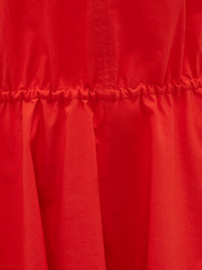Shop Jw Anderson Cold-shoulder Asymmetric Midi Dress In Red