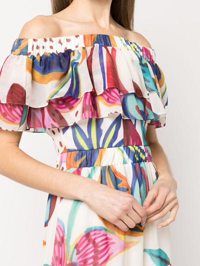 Patbo Floral-print Off-the-shoulder Midi Dress In Mehrfarbig