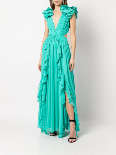 Shop Patbo Flutter Sleeve Maxi Dress In Grün