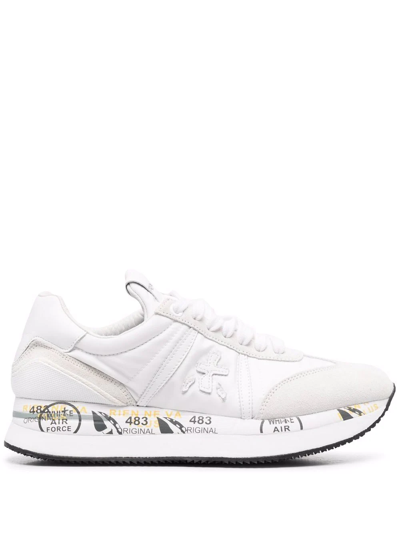 Premiata Printed Sole Low Top Sneaker In Weiss
