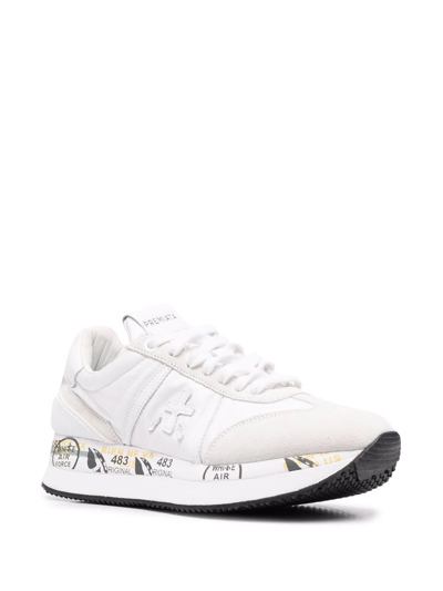 Shop Premiata Conny Lace-up Sneakers In Weiss