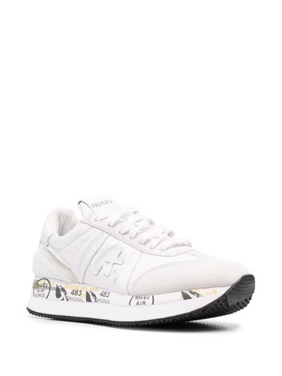 Premiata Printed Sole Low Top Sneaker In Weiss