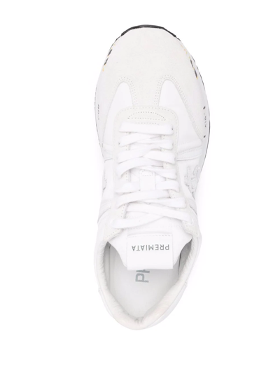 Premiata Printed Sole Low Top Sneaker In Weiss