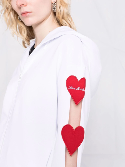 Shop Love Moschino Heart-patch Cardigan In Weiss
