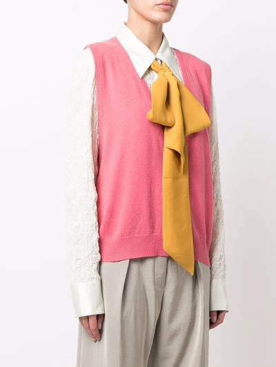 Shop Jejia Knot-detail Knit Vest In Rosa